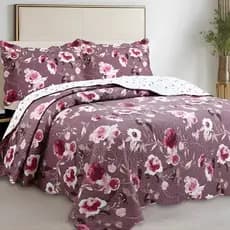 Kit Cobre Leito King 3 Peças Dupla Face Floral 2,60x2,80 com Porta Travesseiros Toque Macio