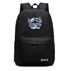 Mochila Escolar Infantil Menino e Menina Stitch Grande Bolso Lateral