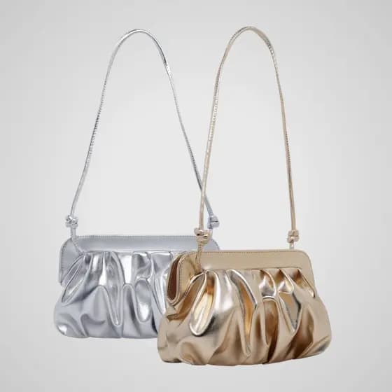 Bolsa Feminina Tiracolo Nuvem Clutch Metalizada Ombro Festa Casamento
