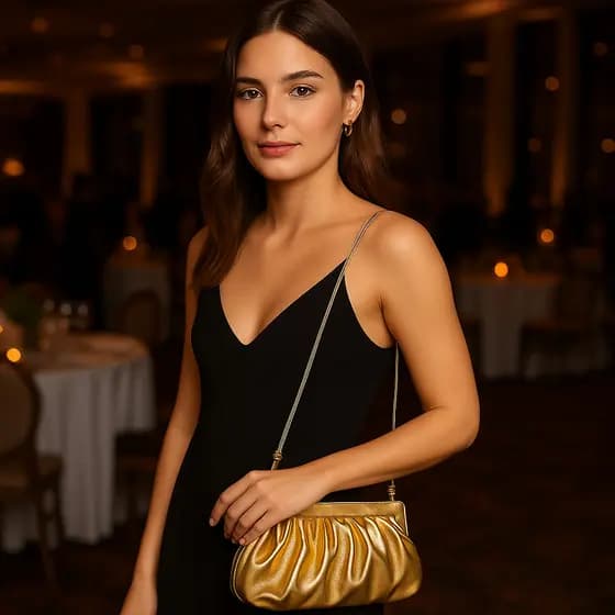 Bolsa Feminina Tiracolo Nuvem Clutch Metalizada Ombro Festa Casamento