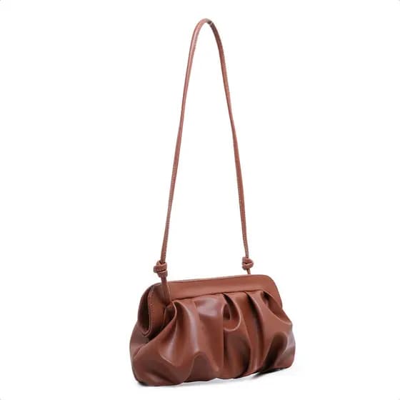 Bolsa Feminina Pequena Dourada com Pregas Alça de Ombro Festa Casual