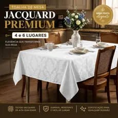 Toalha de Mesa Jacquard Luxo Estampada Retangular 4 e 6 Lugares Cozinha Sala de Jantar