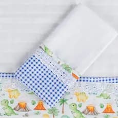 Kit 3 Fralda de Boca Bebê 100% Algodão Com Barrado Maternidade