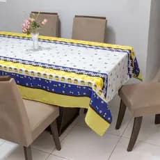 Toalha de Mesa Retangular 6 Lugares 2,20x1,50m Oxford Estampada Premium Lavável Resistente para Cozinha e Sala de Jantar