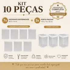 Kit 10 Peças Organizador Maternidade Brinquedos 7 Saquinhos e 3 Porta Fralda