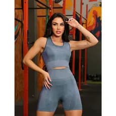Conjunto de desporto Esportiva Academia Levanta Bumbum Sem Costura Cintura Alta GD012