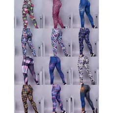 Kit 3 Calça Legging Cor Aleatória Academia Cintura alta Suplex Fitness