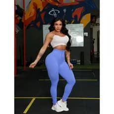Sport Studio Leggings  Calça Canelada Com zíper modeladoras sem costura de cintura alta em cor sólidaYI-61