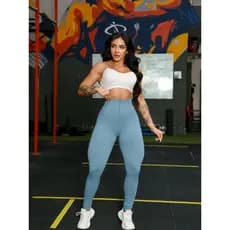 Sport Studio Leggings  Calça Canelada Com zíper modeladoras sem costura de cintura alta em cor sólida YI-61