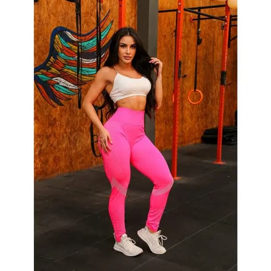 Calça Legging Esportiva Academia Yoga Trendy  Amassada Levanta Bumbum Sem Costura Cintura Alta YI-002
