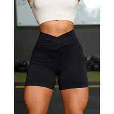 Sport Studio Leggings esportivas Short modeladoras sem costura de cintura alta em cor sólidaYI-038
