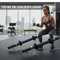 Kit 2 Barras Ocas 40cm + Presilhas Rosca Rápida Musculação Academia Halteres Fitness Treino Casa Montável Custo Benefíci