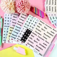 Adesivos dias da semana, meses e numeral para datar planner, agenda, bíblia e bujo Limão & Pêssego