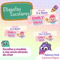 Baby Shark - Kit etiqueta escolar - volta às aulas - 110 Unidades