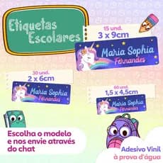 110 Etiquetas Escolar VINIL Personalizada À Prova D'Água Identificação Material Volta às Aulas