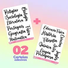 Matéria Escolar Cartela de adesivos Decorativos Para caderno, Capas e Fichários.