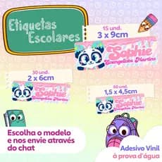 110 Etiquetas Pucket Escolar Adesivo Vinil Volta as aulas