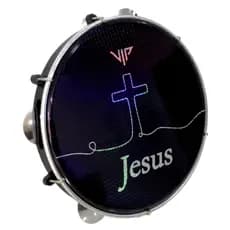 Pandeiro Profissional 10 Pele Holográfica Jesus Corpo Abs Chave Afinação
