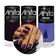 Esmaltes Anita Uvas - Kit Malbec, Marsala e Top Brilho