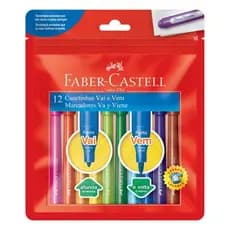 Canetinha Hidrografica Vai e Vem 12 Cores Faber-Castell Tinta Lavavel