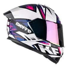 Capacete Bieffe B12 Kf Branco Perola Roxo Viseira Cristal