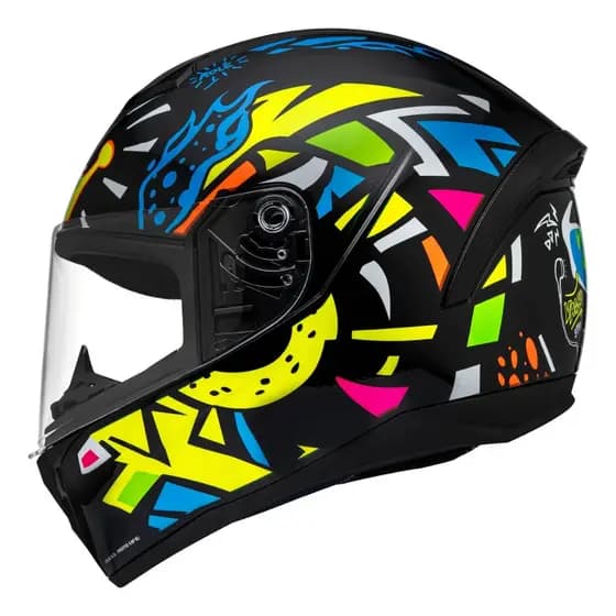Capacete Moto Peels Spike Ii Kng Preto Amarelo Brilhante