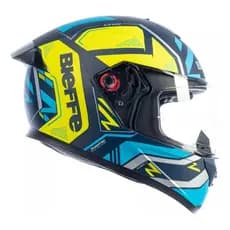 Capacete Fechado Bieffe B12 Phanton Azul Amarelo Fosco Moto