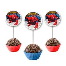 kit 50 unidade "Festa do Homem-Aranha: Tags Topper Irresistíveis para Seus Docinhos!"