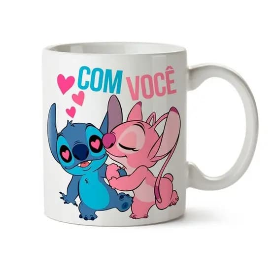 Caneca xícara ceramica  de Porcelana Personalizada Dia dos Namorados Com Você sem Você
