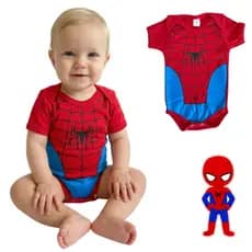 Body Temático Bebê Menino Fantasia Homem Aranha Mêsversário Super Confortável