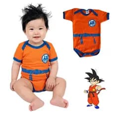 Body Temático Bebê Menino Fantasia Goku Mêsversário Super Confortável