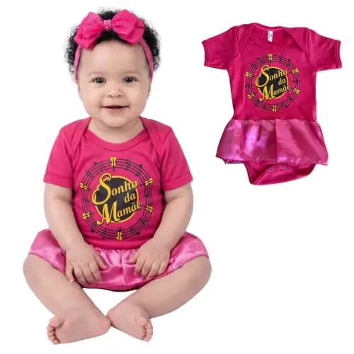 Body Temático Bebê Menina Fantasia Sonho da Mamãe Mêsversário Super Confortável
