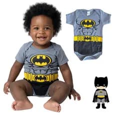 Body Temático Bebê Menino Fantasia Batman Mêsversário Super Confortável