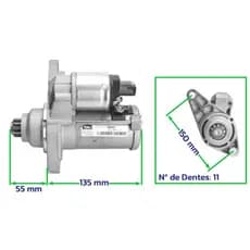 Motor de Partida 11 Dentes Valeo Original de Montadora Motor EA111 G5/G6 Gol Fox Saveiro Polo Kombi Parati Golf