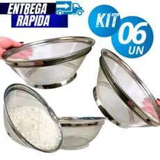 Kit 06/04/03/02 Cestas em Inox Escorredor Multiuso 22cm Cozinha Escorredor de Macarrão Legumes Arroz Fruteira Premium