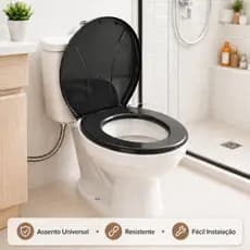 Assento Sanitário Preto ou Branco Encaixe Universal Tampa Vaso Plástico Resistente Até 2 Unidades