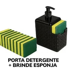 Porta Detergente com Suporte + Brinde Kit 10 Esponjas – Organizador de Pia Moderno