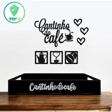 Cantinho do Café MDF Bandeja Organizadora + Placa Decorativa Parede