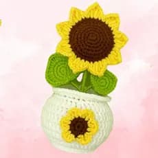 Vaso de flor em crochê Girasol Amigurumi