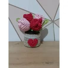 Flor de crochê Tulipas tons de Rosa  amigurumi
