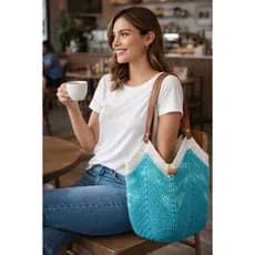 Bolsa Ombro Artesanal Crochê Moda Casual