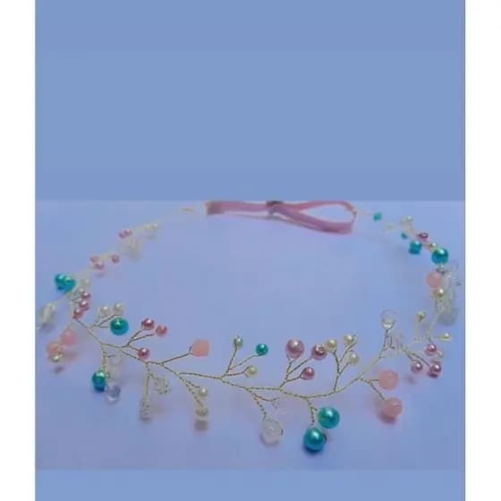 tiara de pérolas para bebe festa arco-íris chuva de amor
