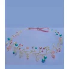 tiara de pérolas para bebe festa arco-íris chuva de amor