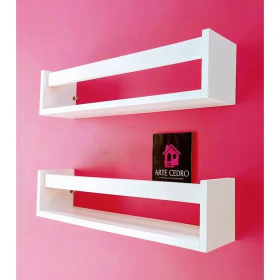 Kit 2 Nichos Organizador de Livros Infantis Prateleira Revisteiro de Parede Estante de Brinquedos Bebê Criança Mdf 40cm