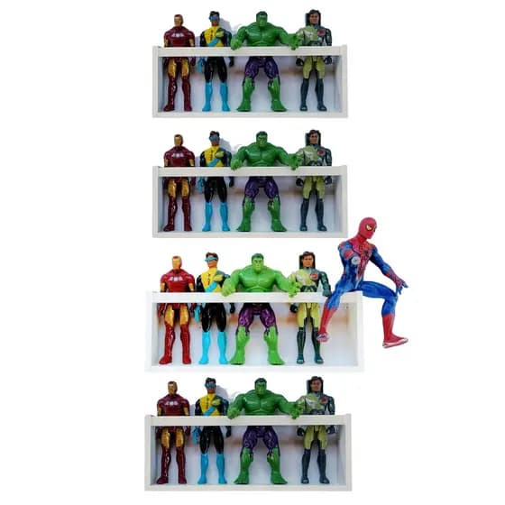 Prateleira Quarto Infantil Para Coleção de Bonecos Marvel Bonecas Bárbie 4un 55cm
