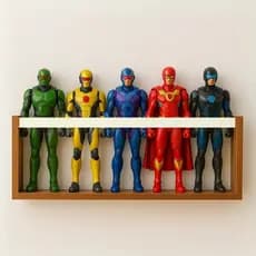 Prateleira Expositora Coleção Bonecos Heróis Marvel Organizadora Brinquedos Quarto Nicho Colorido MDF Resistente 55cm