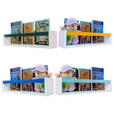 Prateleira Revisteiro Infantil Mdf Colorido Nicho de Parede Organizador de Brinquedos 55cm