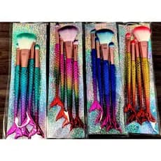 Pincel Kit 4 pinceis Sereia de Maquiagem Sortido Para Sobra Blush Contorno Pó Sombra