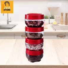 Porta Temperos - Kit com 4 Potes Gire e Trave Plasútil - Porta Objetos - Porta condimentos - Potes Organizadores
