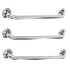 Alça de Apoio Barra 40cm Kit 3 Unidades Inox Cadeirante Deficiente Idoso Acessibilidade Banheiro